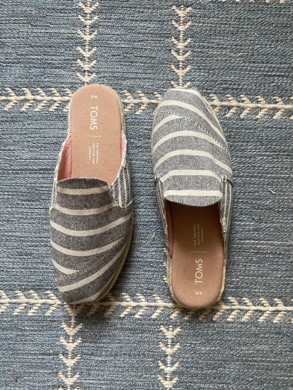 Tom's Striped Slip-On Mule Style Flats